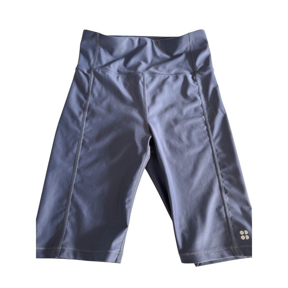Sweaty Betty Biker Shorts Womens S Grey Blue Power 9 Inch High Rise‎ Athletic